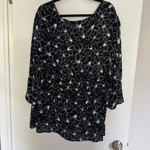 Lane Bryant Black and White Floral Top